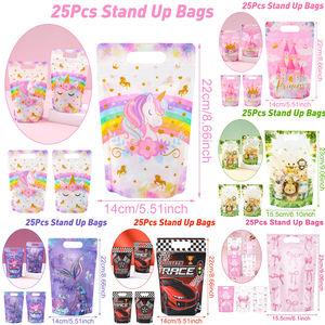 Sacchetti Decorativi 23*15,5cm con Unicorni, Sirene, Animali della Giungla, Fiocchi, Tema Corse, Sacchetti Regalo in Plastica per Caramelle e Frutta Secca - Product Image 1