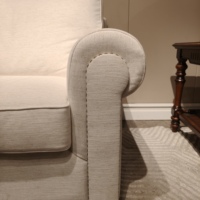 Conjunto de Sofá y Sillón de Madera Maciza, Estilo Clásico Minimalista, Diseño Retro Americano, Remaches Decorativos, Muebles Ecológicos para Villa Retro