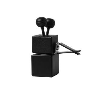 Ambientador de coche de vidrio transparente negro cuadrado vacío de 8 ml con clip para ventilación, tapa de madera negra y varilla difusora - Product Image 2