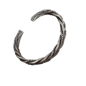 Retro Round <strong>Silver</strong> Plated Vintage Style Thai <strong>Silver</strong> Bracelet Cuff <strong>Bangle</strong> Twist Woven Bracelet for Women <strong>Men</strong> - Product Image 5