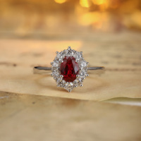 Bague en rubis cultivé en laboratoire, argent sterling 925, pierre précieuse rouge sang de pigeon, bijoux fins pour femmes