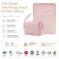 Funda Protectora para Portátil de Cuero PU Gris, 13, 14, 15.6 Pulgadas, a Prueba de Golpes, con Organizador de Cables Gratis, Venta al Por Mayor de Fábrica OEM
