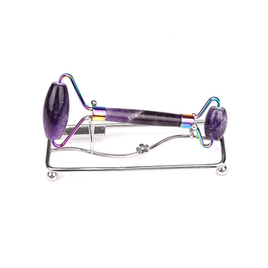2020 Venta caliente, cuidado de la <span class=keywords><strong>Piel</strong></span> púrpura de cristal de amatista de Guasha conjunto Jade rodillo para la cara - Product Image 2