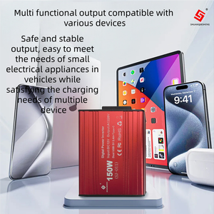 New Aluminium Hot 150W Dual USB 150W EU/US Socket <strong>DC</strong> <strong>12V</strong> to <strong>AC</strong> 110V/220V Power Converter <strong>Adapter</strong> Portable Car Power Inverter - Product Image 6