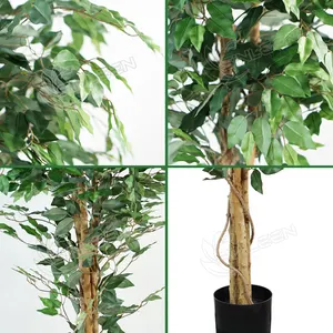 Árbol Plantas Artificiales Banyan Faux Microcarpa hoja planta personalizada decoración interior bonsái plástico Ficus plantas artificiales