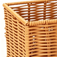 Panier rectangulaire en PP tissé à la main imitation rotin avec poignée, panier de rangement pour fleurs, cadeaux et bonbons d'Halloween