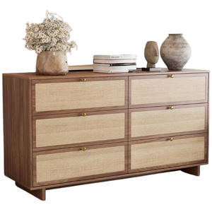 Commode en teck massif Viona avec 6 tiroirs, écologique et durable, pour chambre ou entrepôt - Product Image 2