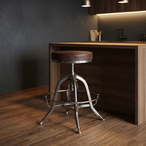 Vintage Industrial Iron Metal Commercial Bar <b>Stool</b> with <b>Adjustable</b> <b>Height</b> & Rusty Finish Antiqued Look for Home Bars & Hotels - Product Image 3