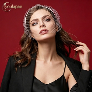 YouLaPan VA06A Voile de mariée en maille blanc et noir <span class=keywords><strong>avec</strong></span> bandeau, style cage à oiseaux, pour femmes, idéal pour les fêtes et mariages - Grande Vente - Product Image 1
