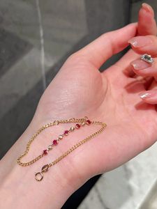 Bracelet à breloques Xinfly Dainty en or 18 carats avec diamants naturels et rubis véritables, chaîne cubaine, bijoux de mode pour fête ou cadeau - Product Image 3