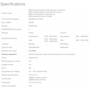 Router Inalámbrico Mikrotik GrooveA 52 AC de Doble Banda con WEP y QoS, 128MB de RAM - Product Image 4