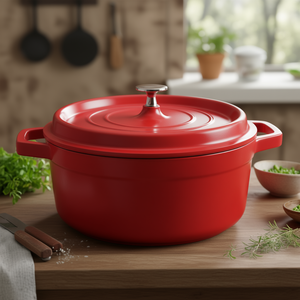 Cocotte Rossa in Ghisa con Coperchio 5.5 Qt - Pentola per Cottura - Product Image 3