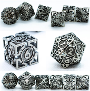 Feeron Juego de Dados DND de Aleación de Zinc, Metálicos Huecos, 7 Piezas, Poliédricos, Dragones, Laberintos, Juegos de Fantasía, Artesanía Tallada a Mano - Product Image 3