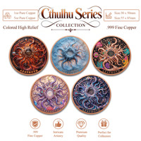 Pièce de monnaie en cuivre pur 999 de 1 et 5 oz, série Cthulhu personnalisée, style haute relief coloré, impression UV de qualité supérieure, édition collector 3D