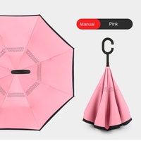 Design moderne 8K nervures Double main ouverte tige droite parapluie de voiture longue poignée parapluie inversé par Sunny cadeau pour la publicité