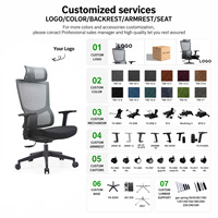Chaise de bureau ergonomique réglable en maille avec base chromée, accoudoirs fixes et siège coulissant