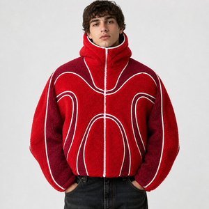 <span class=keywords><strong>Sweat</strong></span> à <span class=keywords><strong>capuche</strong></span> oversize vierge Y2K 600 g/m² Techwear pour <span class=keywords><strong>homme</strong></span> en molleton épais rouge <span class=keywords><strong>bordeaux</strong></span> avec fermeture éclair et blocs de couleur - Product Image 1