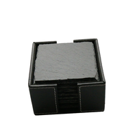 8 pièces de sous-verres carrés modernes en ardoise noire naturelle écologique, marque Home Mate, Noël