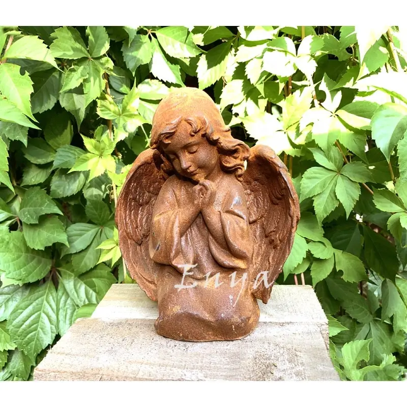 Statue de fée d'ange rouillé en métal, décoration de jardin de maison et articles de jardin, décoration de jardin extérieur, vente en gros