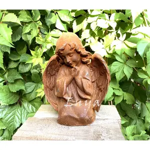 Groothandel Metalen Roestig Angel Fairy Standbeeld Home Garten Decoratie En Tuin Items, Outdoor Tuin Decor