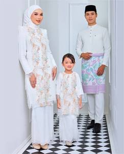 Ensemble personnalisé Islma Baju Kurung <span class=keywords><strong>maman</strong></span> et enfants 2 pièces en mousseline de soie avec haut et jupe en diamant - Product Image 5