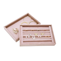 Plateau en velours rose pour bague de présentation, Palette de rangement