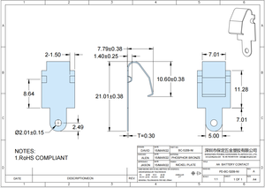 스프링 스틸 니켈 도금 A, AA, CR2, <span class=keywords><strong>9</strong></span> 볼트 배터리 리프 스프링 접점 5209 - Product Image 4