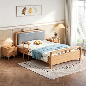 Cama de Enfermería Moderna de Alta Calidad, de Madera Sólida, con Barandilla de Seguridad, Plataforma Doble para Cuidado en el Hogar de Personas Mayores - Product Image 3
