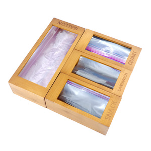 Ziplock Bag Organizer 2022 Acrylic Plastic, Bamboo Ziploc Bag Storage Organizer with Lid for Gallon, Sandwich