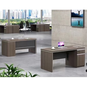 Bureau d'atelier de style industriel de <span class=keywords><strong>4</strong></span> pieds Bureau d'employé sur pied <span class=keywords><strong>Table</strong></span> de travail modulaire en bois avec 2 tiroirs attachés - Product Image 2