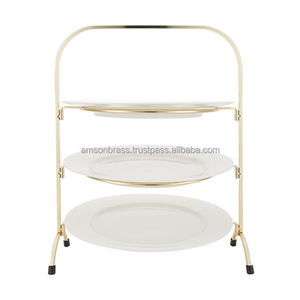 Plateau rond de service à 3 niveaux, de haute qualité, pour cupcakes, desserts, support métallique pour la cuisine, 8 pièces - Product Image 6