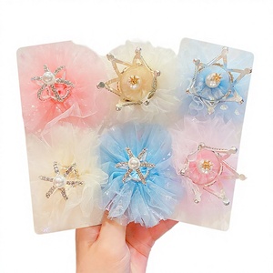 Barrettes à cheveux en métal tendance <span class=keywords><strong>2023</strong></span>, 5 cm, avec paillettes, nœud, pour fête d'anniversaire, couronne en strass, pour enfants - Product Image 4