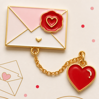 Valentinstag Liebesbrief-Brosche Herz-Charm Weiche Emaille-Anstecknadel Liebes-Schmuck Großhandel Anstecknadeln Kundenspezifische Metallabzeichen OEM-Fabrik
