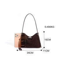Tas Selempang Kulit Suede Vintage, Tas Bahu Wanita, Tas Tangan Desainer, Grosir Pabrik, Logo Custom