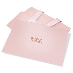 Free Sample Custom logo Luxury <strong>pink</strong> Cardboard Paper <strong>Bag</strong> with Ribbon Handle - Product Image 6