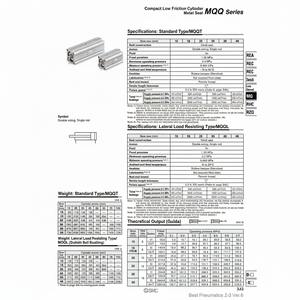 Cylindre compact à faible frottement SMC Pneumatics MQQLD40-50DM pièces pneumatiques - Product Image 1