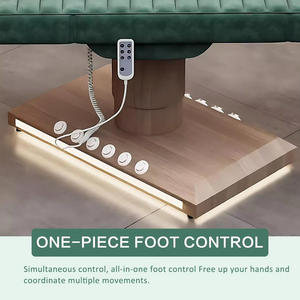 Modern Design Electric Massage <b>Bed</b> Wood Grain Base Velvet Fabric Three Motors <b>LED</b> Lamp Spa Facial Lash Foot Synthetic Leather - Product Image 4