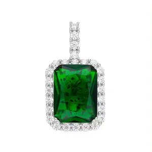 Fine Jewelry Sterling Silver 925 Gold Big Custom Rhinestone Charm Crystal Gemstone Single Pendant