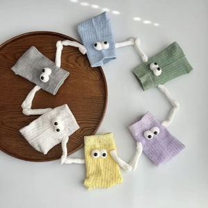 <b>Cute</b> Magnetic <b>Socks</b> For Holding Hands Sweat Absorbing Unisex Couple <b>Socks</b> Gray Blue Purple Green White Yellow Solid Color Casual - Product Image 2