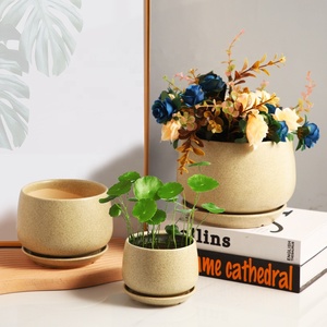 Vente en gros, ensemble de pots de fleurs en céramique, décoration de bureau bon marché, 3 pièces - Product Image 3