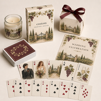 Cartes à Jouer Personnalisées Portrait de Couple en Aquarelle Vignoble de Napa, 57 x 87 mm, Papier Couché 300 g/m², Ensemble Cadeau
