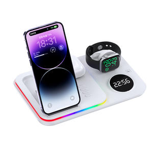 Chargeur sans fil pliable <span class=keywords><strong>3</strong></span>-en-1 pour iPhone, Apple Watch et <span class=keywords><strong>AirPods</strong></span>, charge rapide 15W, design compact pour bureau et voyage - Product Image 1