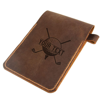 Dompet Buku Skor Golf Kulit Asli Portabel dengan Kantung Pena, Tempat Buku Yardage untuk Luar Ruangan