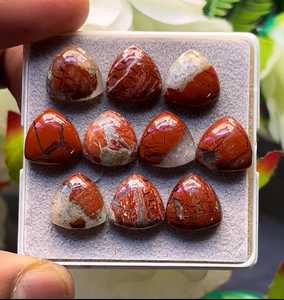 พลอยแจสเปอร์แม่น้ำแดงธรรมชาติทรงแบน ขนาด 12x12 มม. จำนวน 10 ชิ้น สำหรับทำเครื่องประดับ - Product Image 4