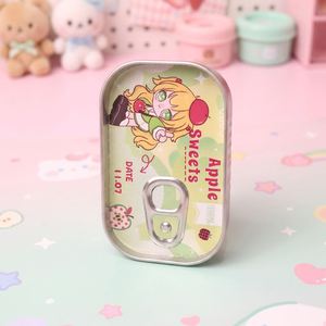 Kawaii Anime Tin Box Cute Sardine Can Badge Pin Case Aesthetic Easy Open Metal Jewelry Organizer Tinplate Gift Box Push-<b>top</b> Lid - Product Image 5
