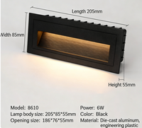Lampe de marche LED étanche IP65, lampe d'escalier murale encastrée, lumière de voie extérieure anti-éblouissement en aluminium