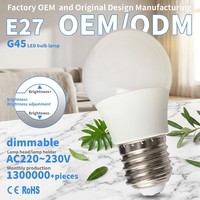 Ampoule LED G45 E27 AC220~240V, variateur de lumière par thyristor, télécommande, abat-jour en plastique blanc, indice de rendu des couleurs Ra80, économie d'énergie