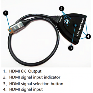 Commutateur HDMI2.1 8K 60Hz, <span class=keywords><strong>4K</strong></span> 120Hz, Full HD, 3 entrées 1 sortie, 3D, mini commutateur 3 ports avec câble pour DVD, HDTV, Xbox, PS3, PS4 - Product Image 5