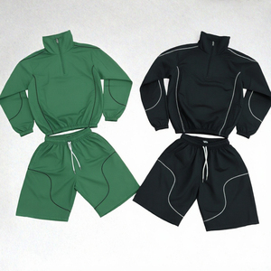 Conjunto Deportivo Informal para Hombre, Chaqueta Deportiva con Cierre de Cremallera y Pantalones Cortos con Cordón Ajustable - Product Image 5