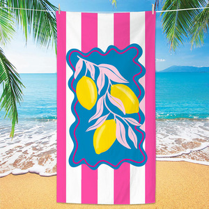 Lemon Motif Microfiber Beach Towel <b>Printed</b> Pool Towel Sand Free Super Absorbent Lightweight Non-Fading Compact for Swimming Pool - Product Image 3